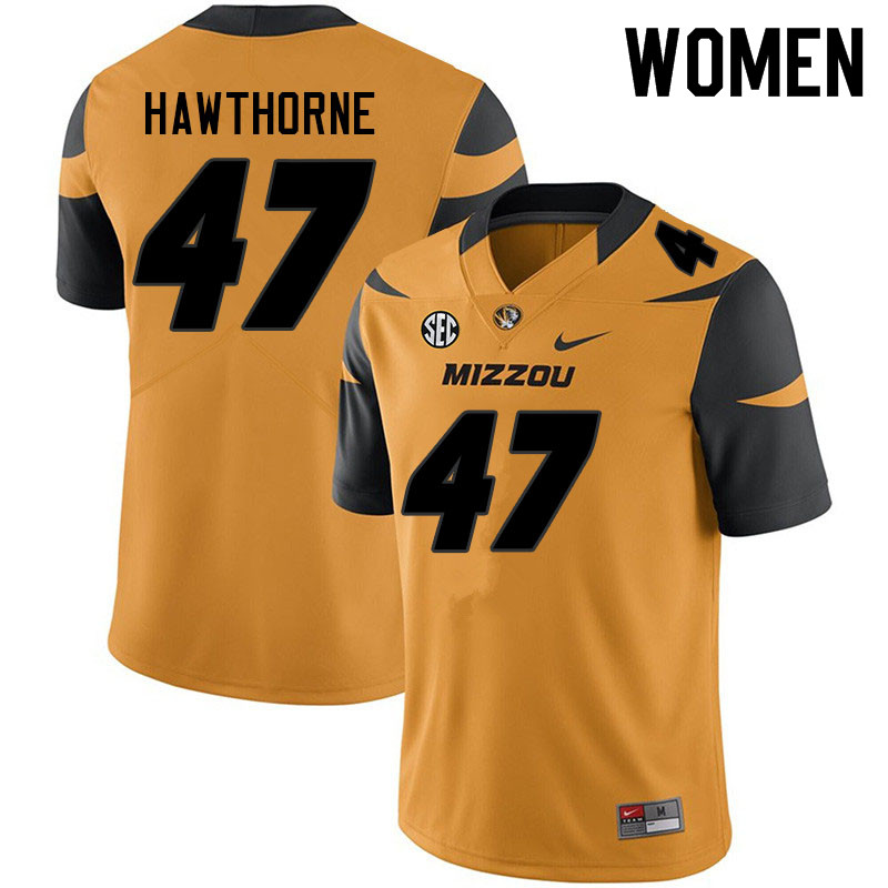 Women #47 Daniel Hawthorne Missouri Tigers College Football Jerseys Sale-Yellow